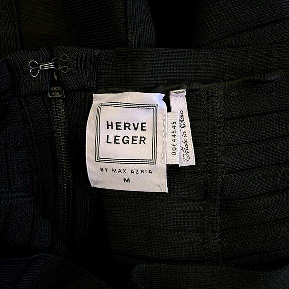 Hervé Léger by Max Azria Black Bandage Sia Skirt Size Medium Knee Length Bodycon - Picture 7 of 16